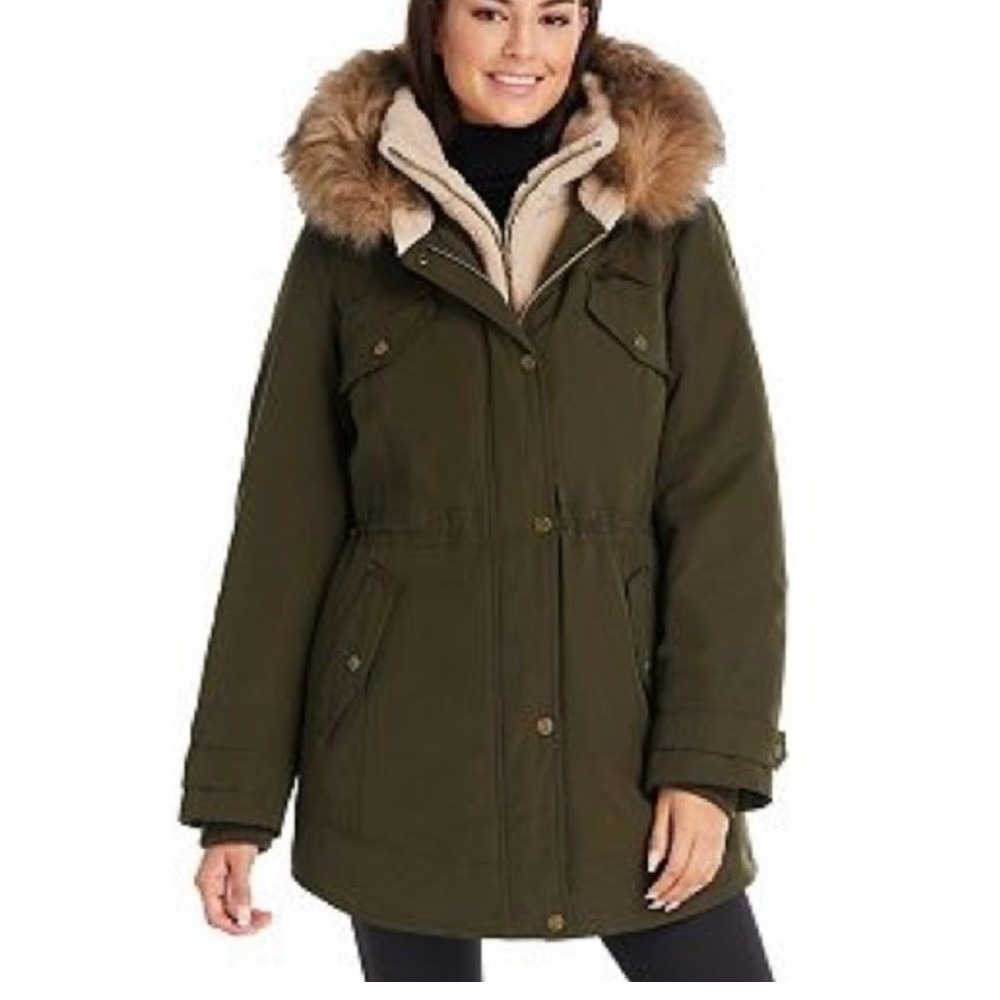 Koolaburra by UGG Women's Parka Winter Jacket Sz S Sherpa Bib Faux Fur Trim Cozy
